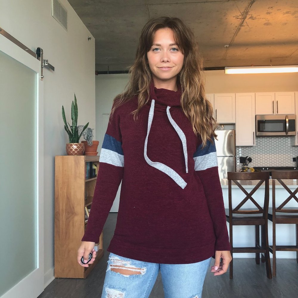 Maroon Cowl Neck Sweater